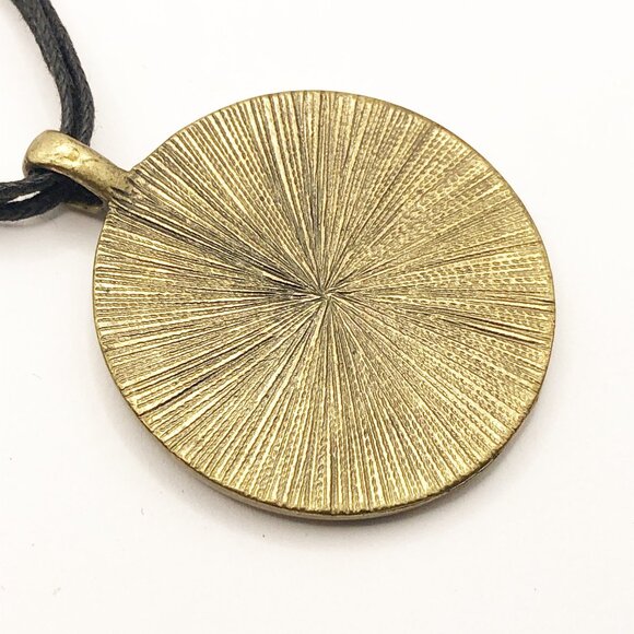 Colorful abalone pendant brass tone setting adjustable multi-strand cord - Picture 3 of 7